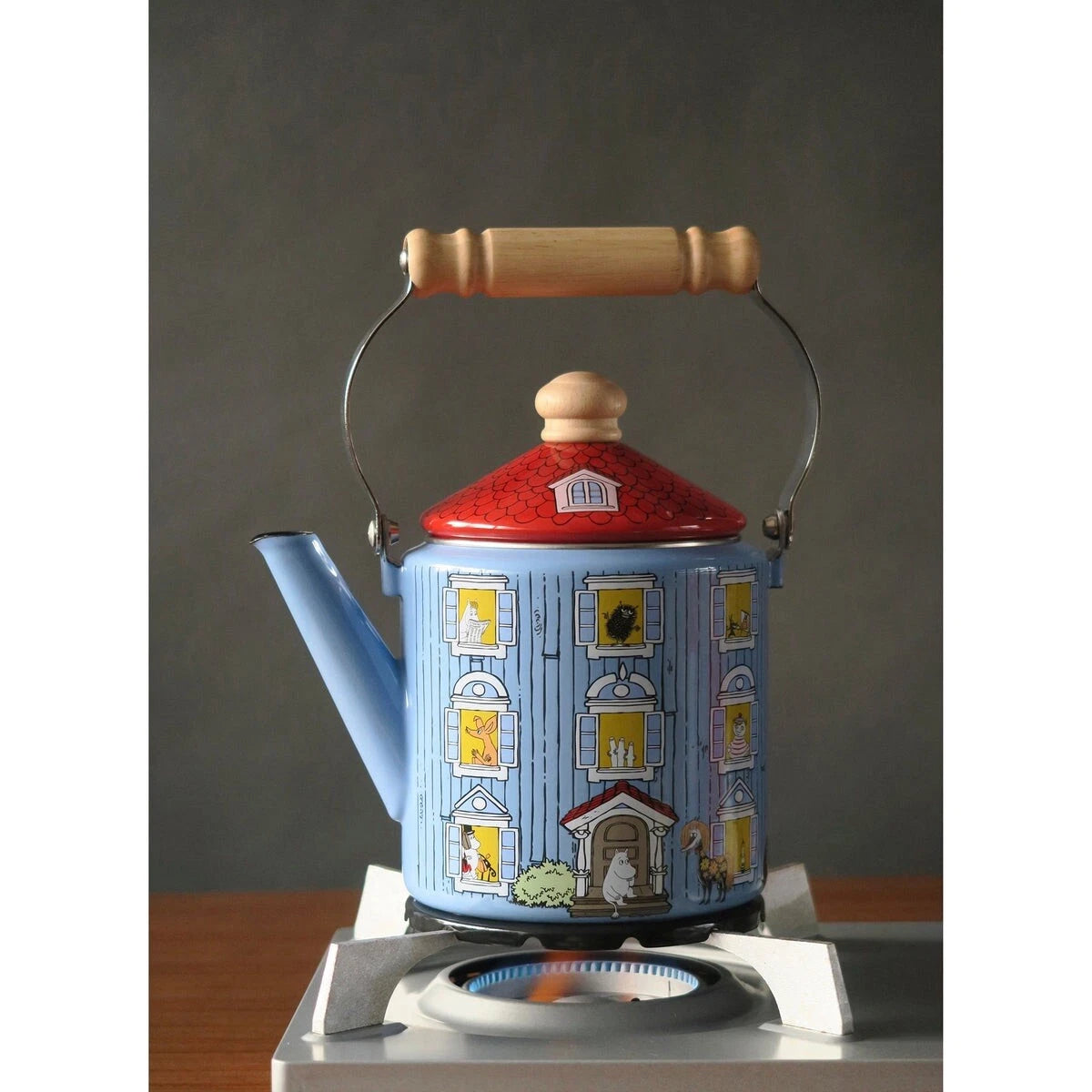 Fujihoro Moomin House Enamel Kettle 2.0L – Teapot IH and Fire Housewarming Gift