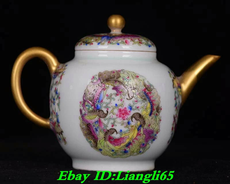 5" Yongzheng Marked China Colour Enamel Porcelain Dynasty Flower Handle Teapot-