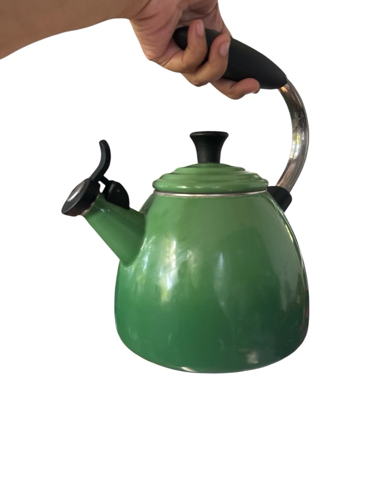 Le Creuset Halo Lime Green Enameled Tea Kettle Green Whistling