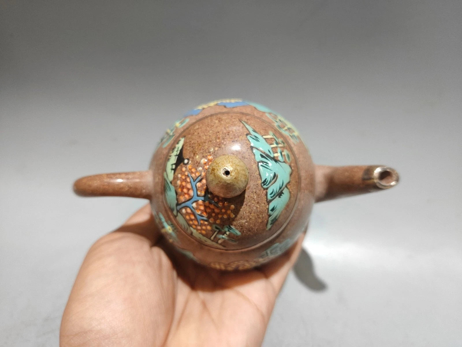 Purple Clay Tea Set Teapot Kettle Ceramic Carving Enamel Dragon Egg Landscape