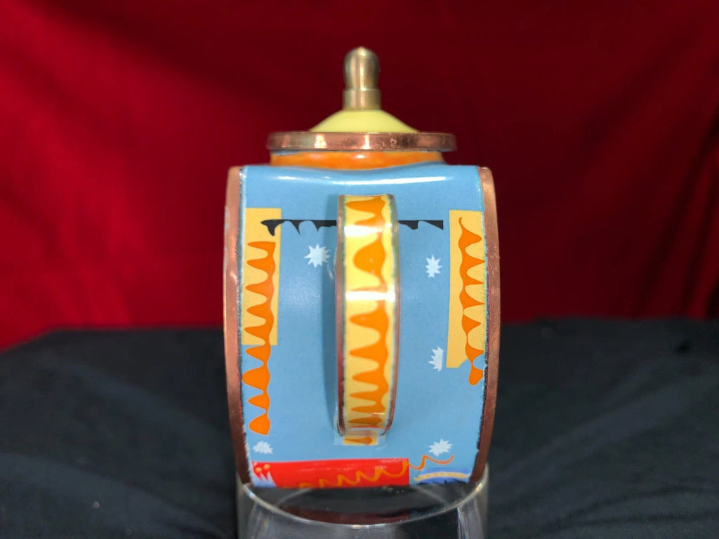 John Clementson Miniature Cello Funk Brass and Enamel Teapot