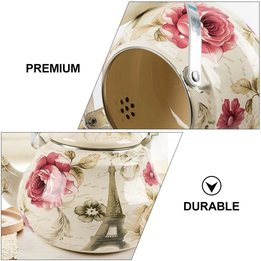 Pear Shaped Pot Travel Boiling Water Kettle Porcelain Enamel Tea