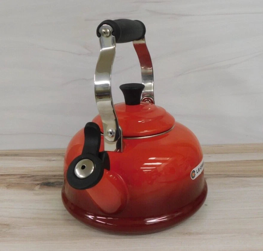 Le Creuset Enamel on Steel 1.7 Quart Classic Whistling Kettle, Cerise Red - New