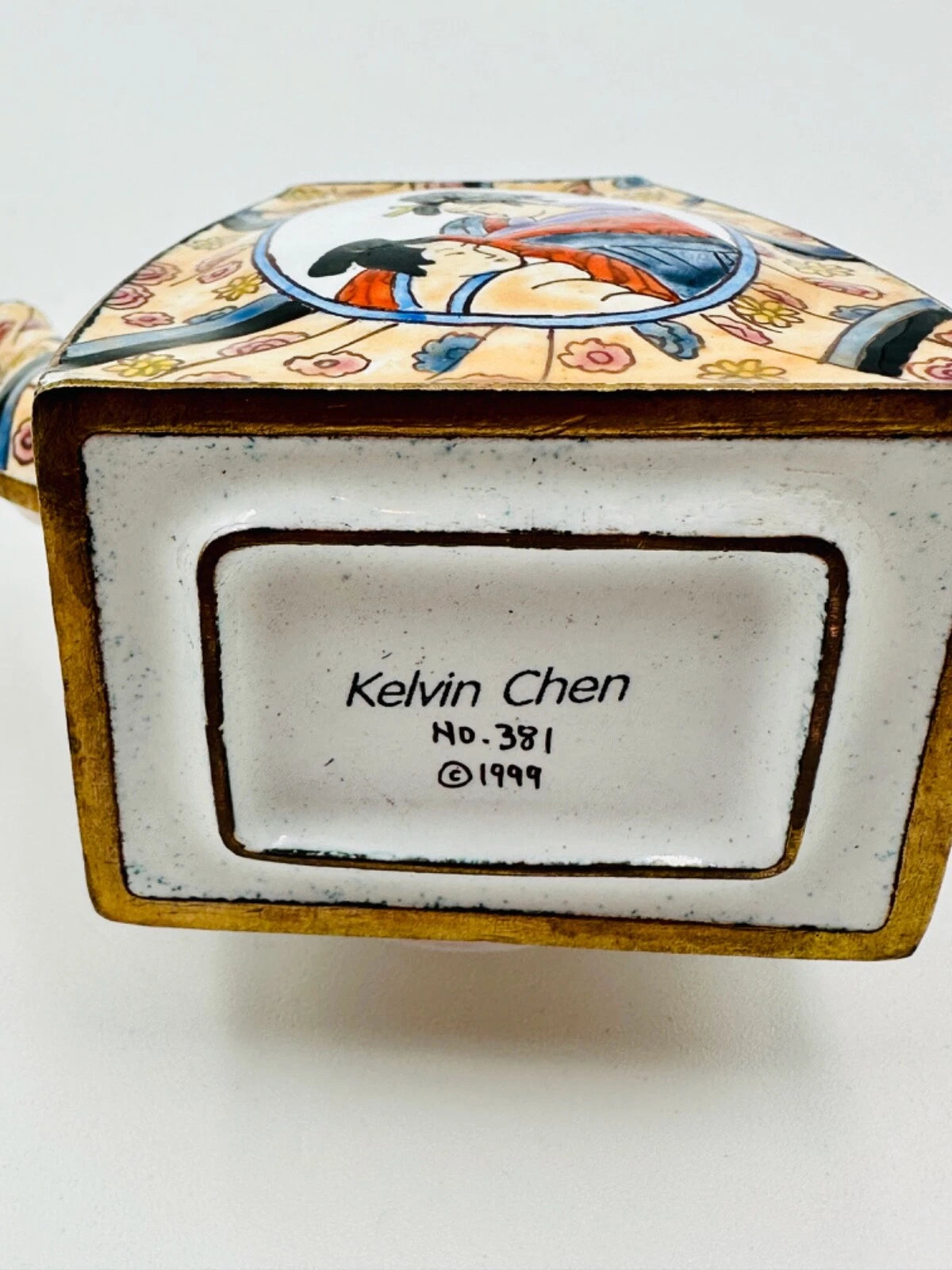 Enamel Miniature Teapot From Kelvin Chen Quite Rare #381 Geishas 1999