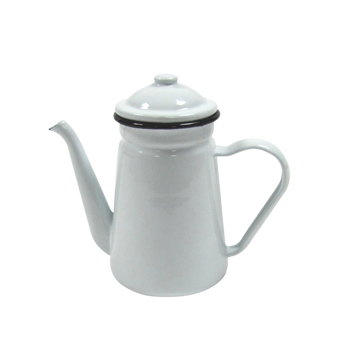 Rustic White Enamel Camping Hot Coffee Tea Pot Vintage Farmhouse Outdoor Decor
