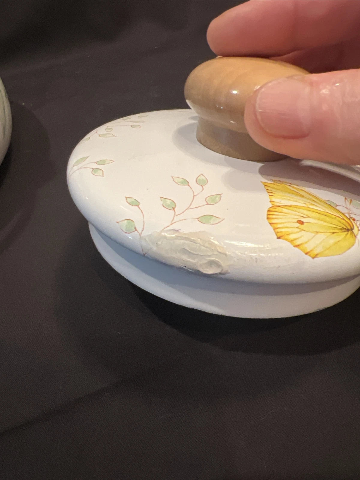 Lenox Butterfly Meadow Floral Enamel Tea Pot Teapot Kettle with Minor Issues