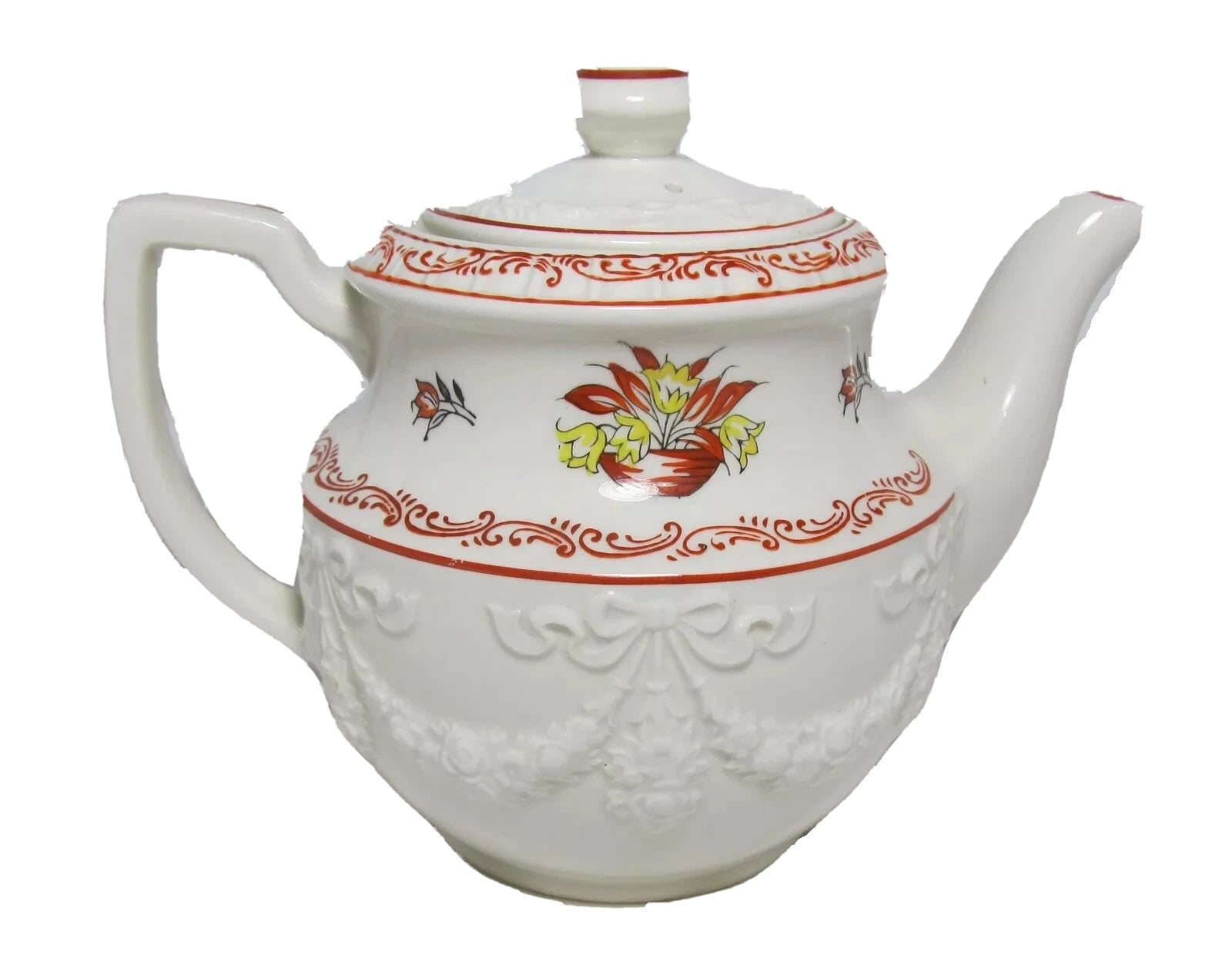 VINTAGE MADE IN JAPAN HAND DECORATED & ENAMELED CERAMIC TEAPOT DUTCH DECORATION