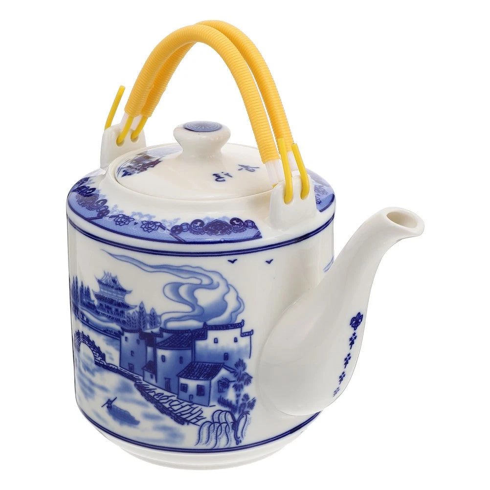 Blue and White Beam-lifting Teapot Porcelain Set Warmer Enamel Kettle
