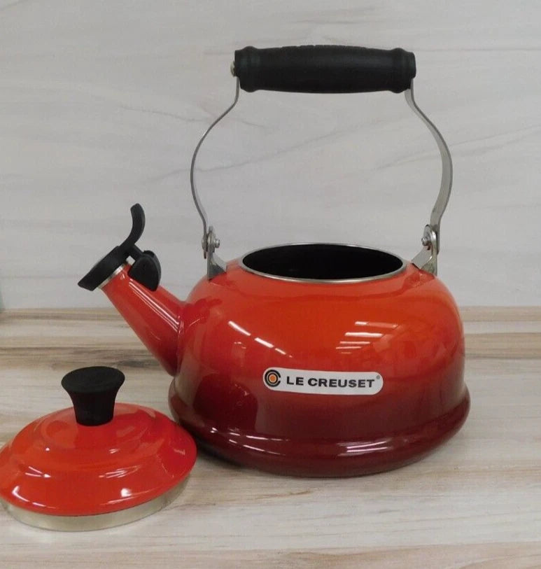 Le Creuset Enamel on Steel 1.7 Quart Classic Whistling Kettle, Cerise Red - New