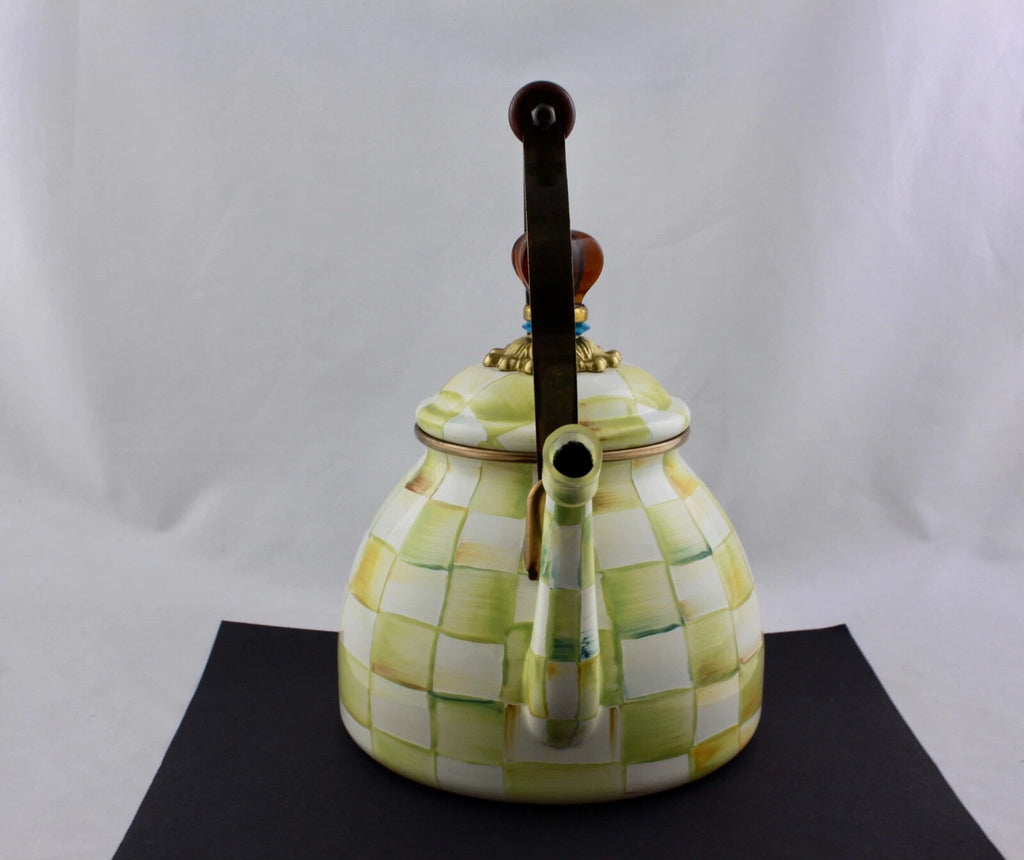 MACKENZIE CHILD PARCHMENT TEAPOT KETTLE ENAMEL AMBER FINIA - NEW