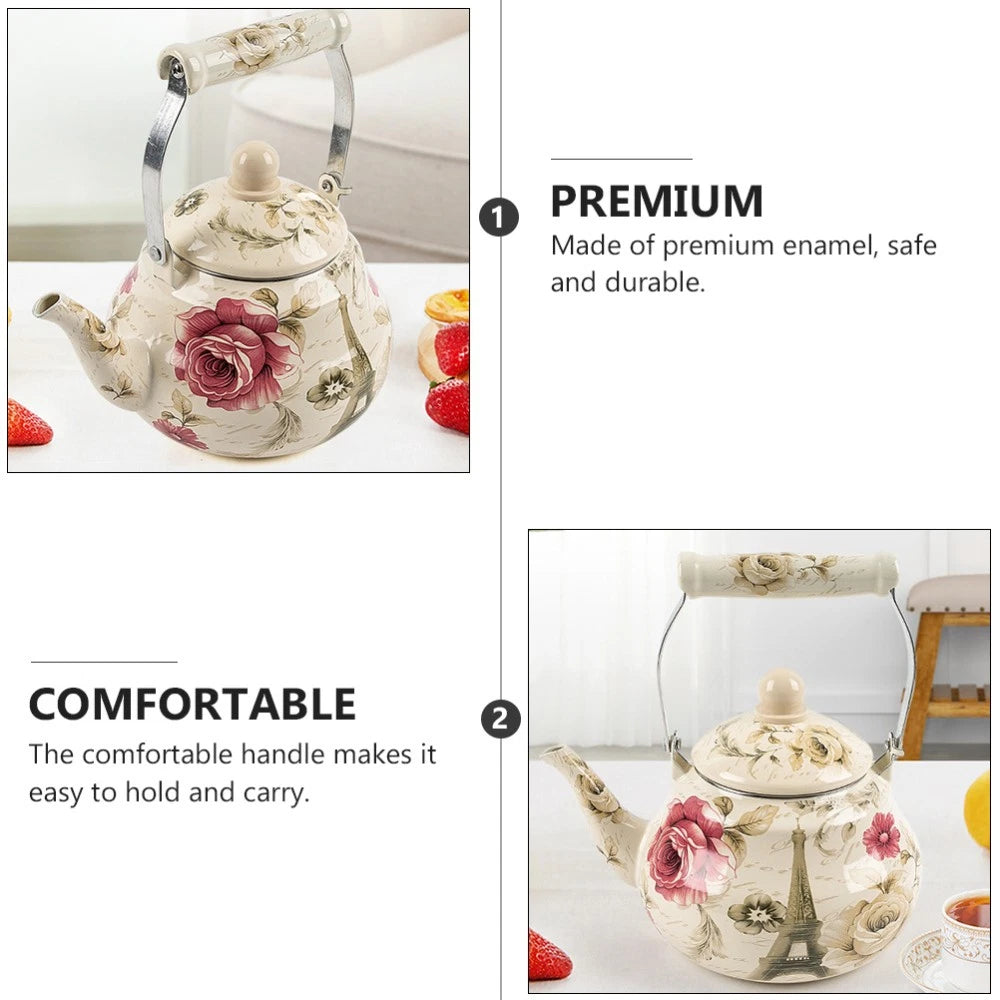 Pear Shaped Pot Travel Boiling Water Kettle Porcelain Enamel Tea