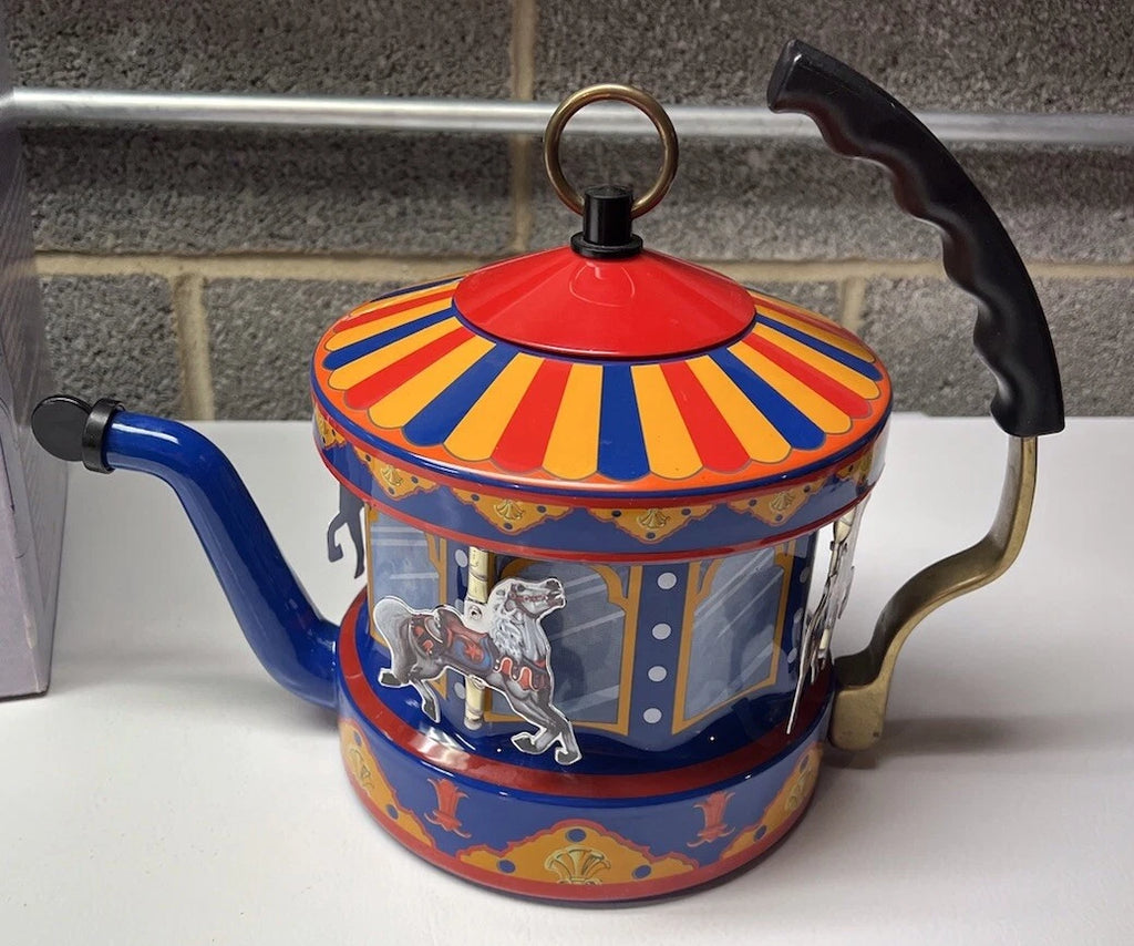 MKI Kamenstein World of Motion Tea Kettle Teapot Steam Driven Carousel Box READ