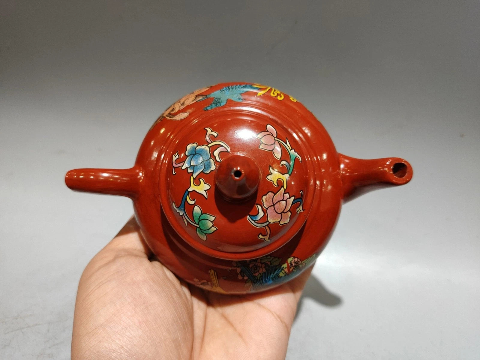 Yixing Zisha Pot Scholarly Aesthetic Kitchen Cute Sculpted Enamel Painted Floral