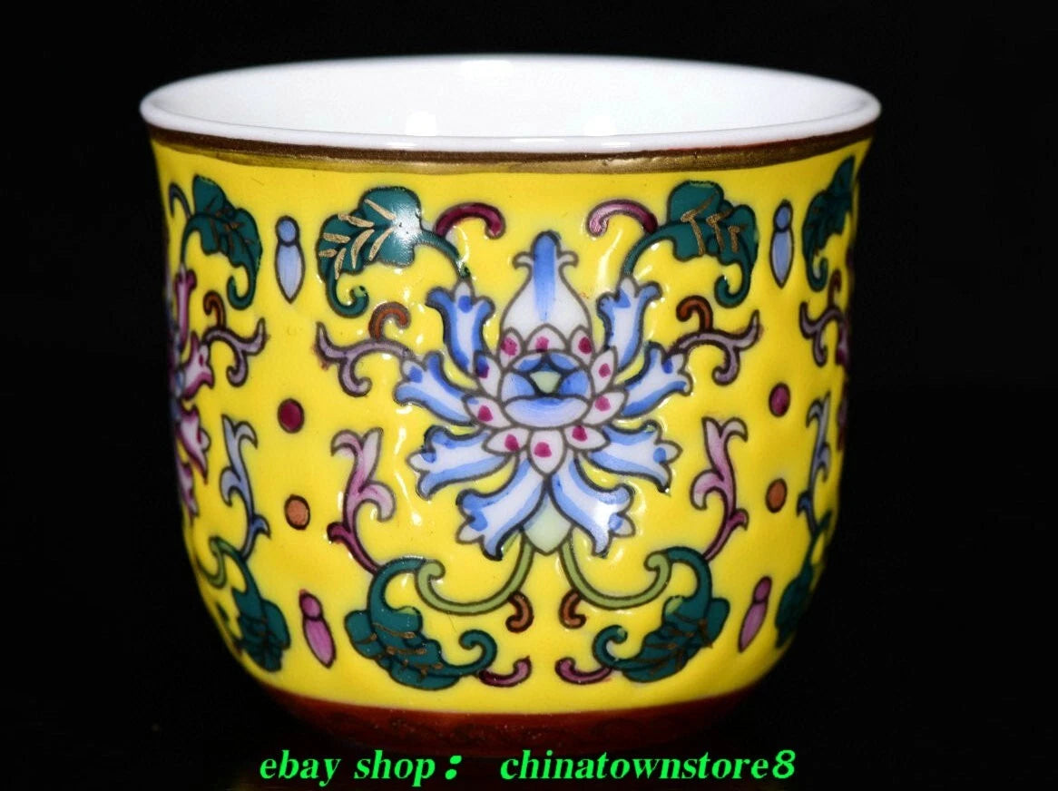9''Old Enamel Colour Porcelain Gold Cup Mug Glass Wine Tea Pot Flagon Plate Set