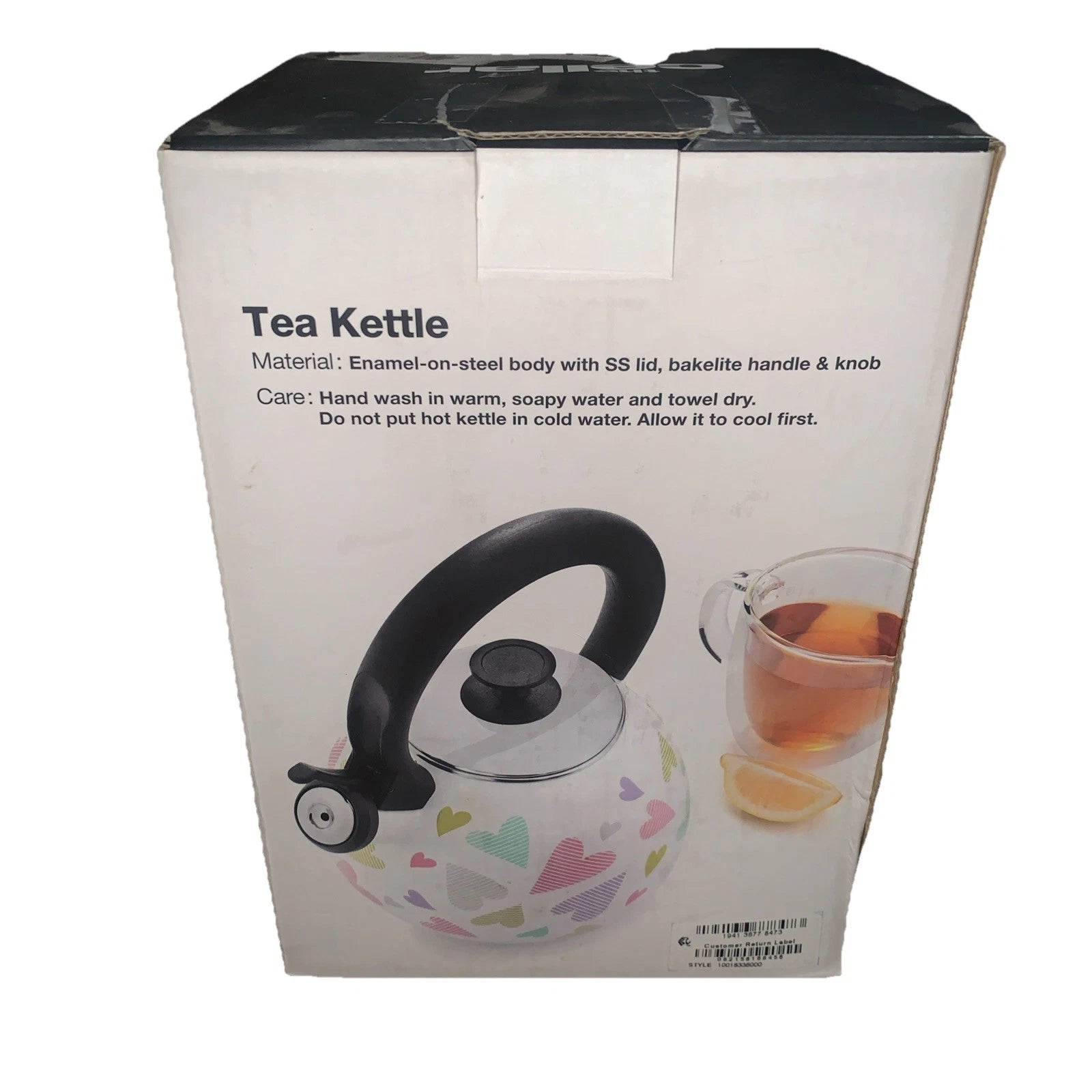 THE CELLAR Enamel on Steel Heart Tea Kettle NEW in Open Box
