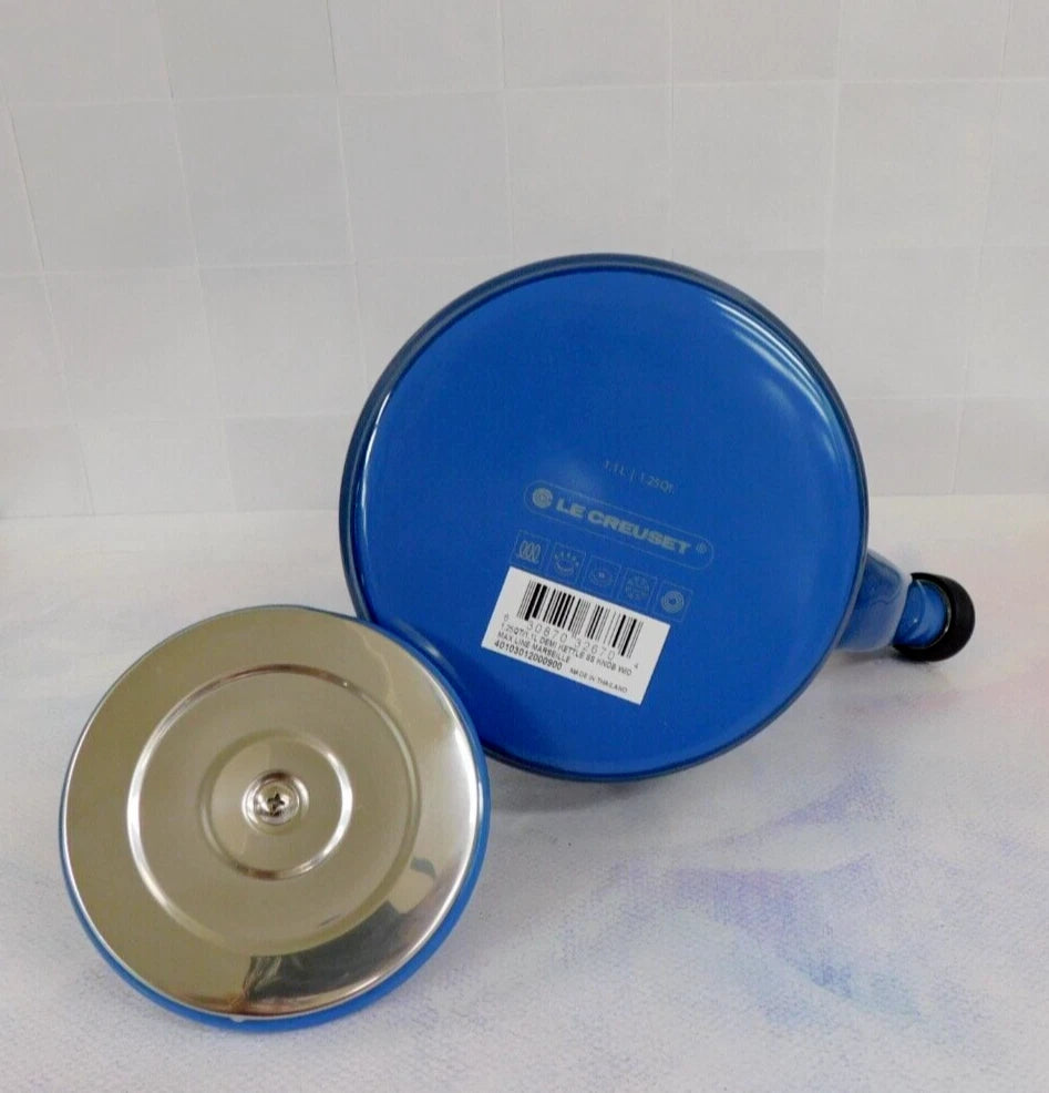 Le Creuset Enamel on Steel 1.25 Quart Demi Tea Kettle, Marseille Blue - New
