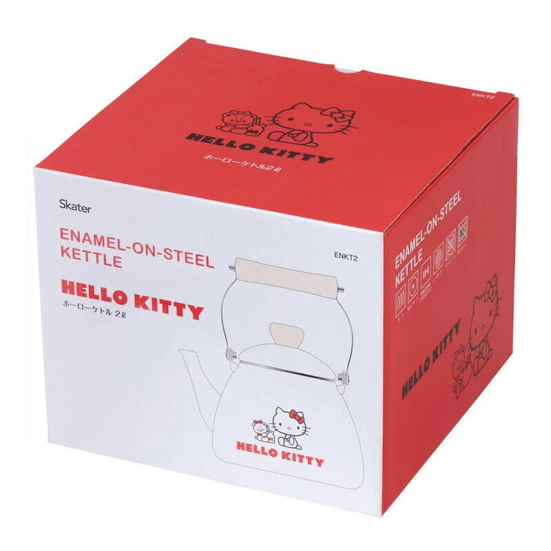 Hello Kitty Enamel On Steel Kettle 2L Hollow White Cute Sanrio Tea Pot Japan