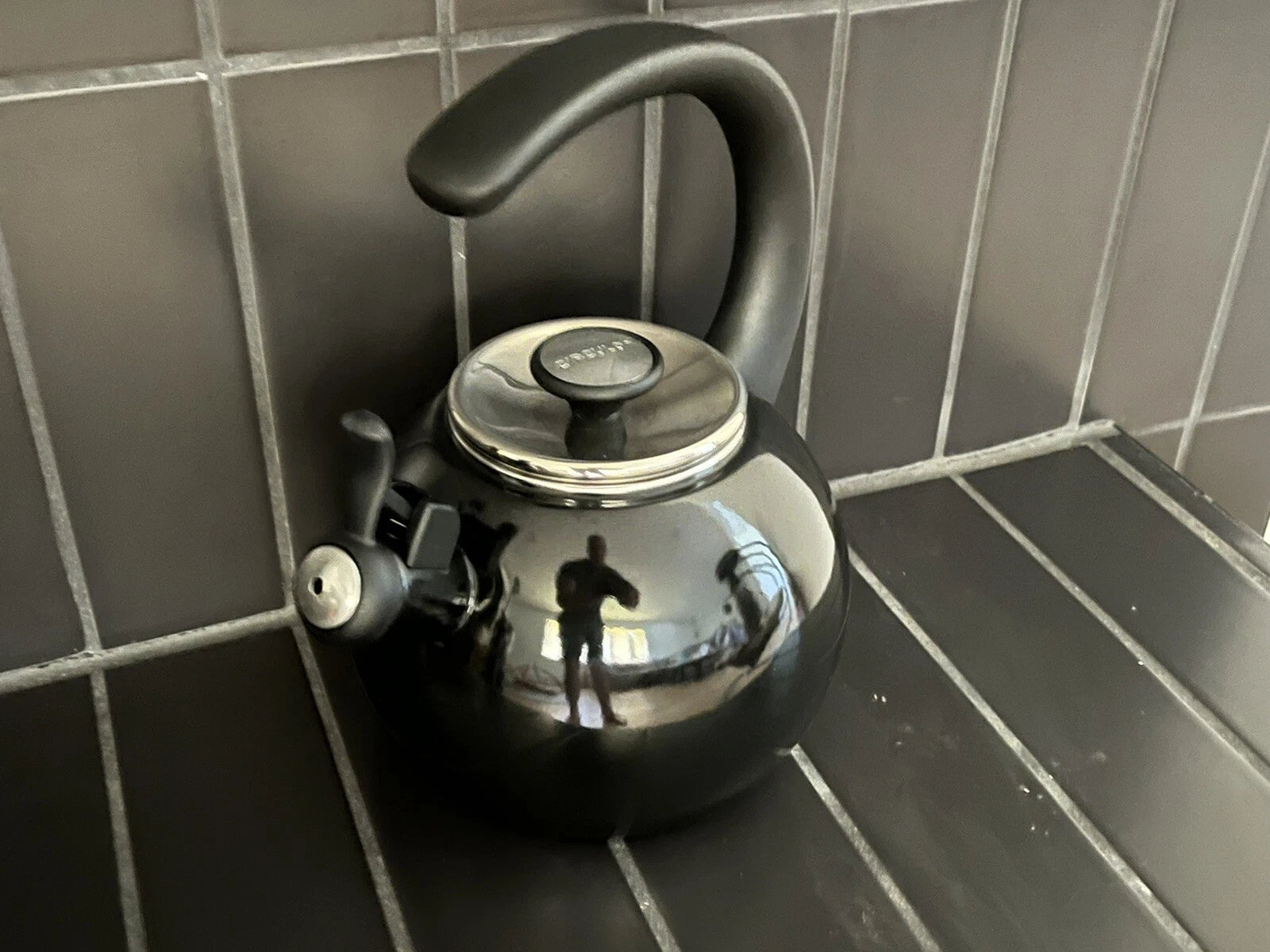 Circulon Enamel on Steel Whistling Teakettle/Teapot 2 Quart Black