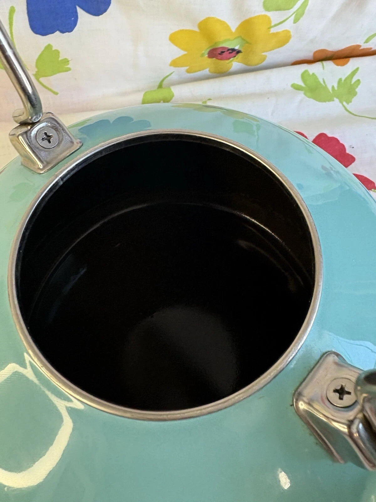 Vintage Chantal Tea Kettle 1.8 QT Enamel Whistling Pot Aqua Teal Blue