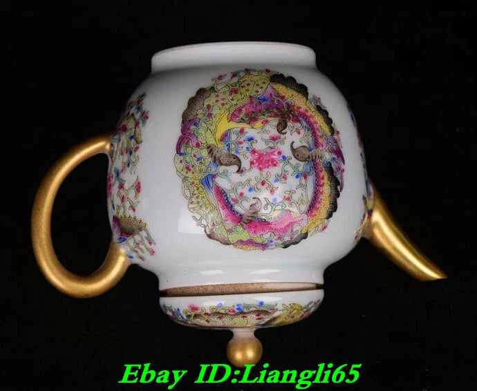 5" Yongzheng Marked China Colour Enamel Porcelain Dynasty Flower Handle Teapot-