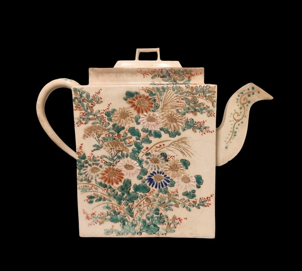 Impressed Nishikozan Mark (錦光山) Meiji-Taisho Era, Antique Japanese Square Teapot