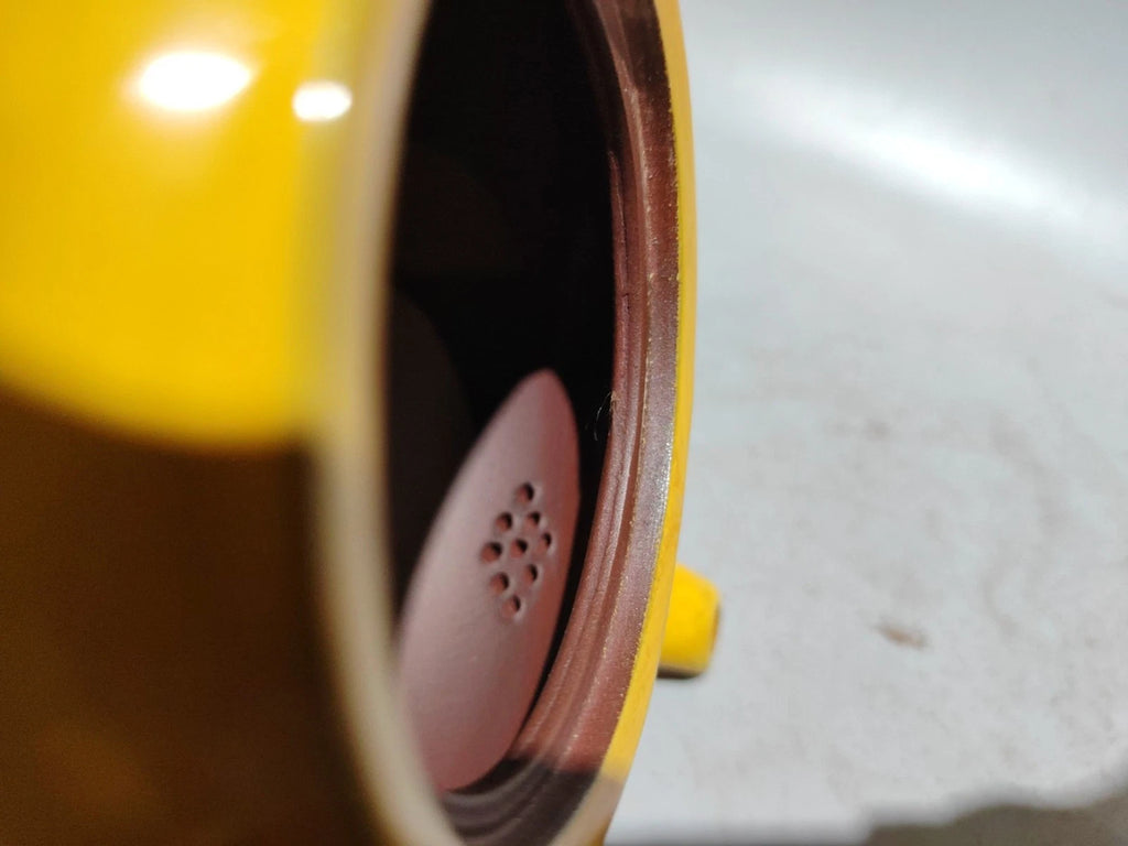 Yixing Purple Teapot Ornament Exquisite Figurine Enamel Painted Floral Motif