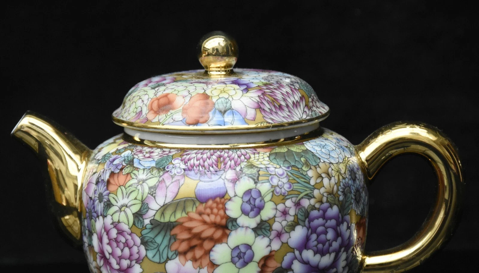 5.5'' Qianlong Enamel Colour Porcelain Gilt Flower Pattern Wine Tea Pot Flagon-