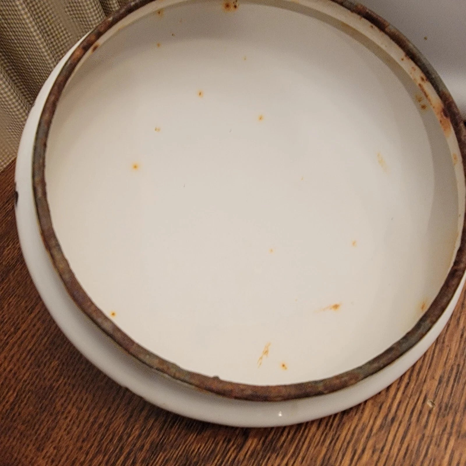 Vintage Enamelware Tea Kettle White Black