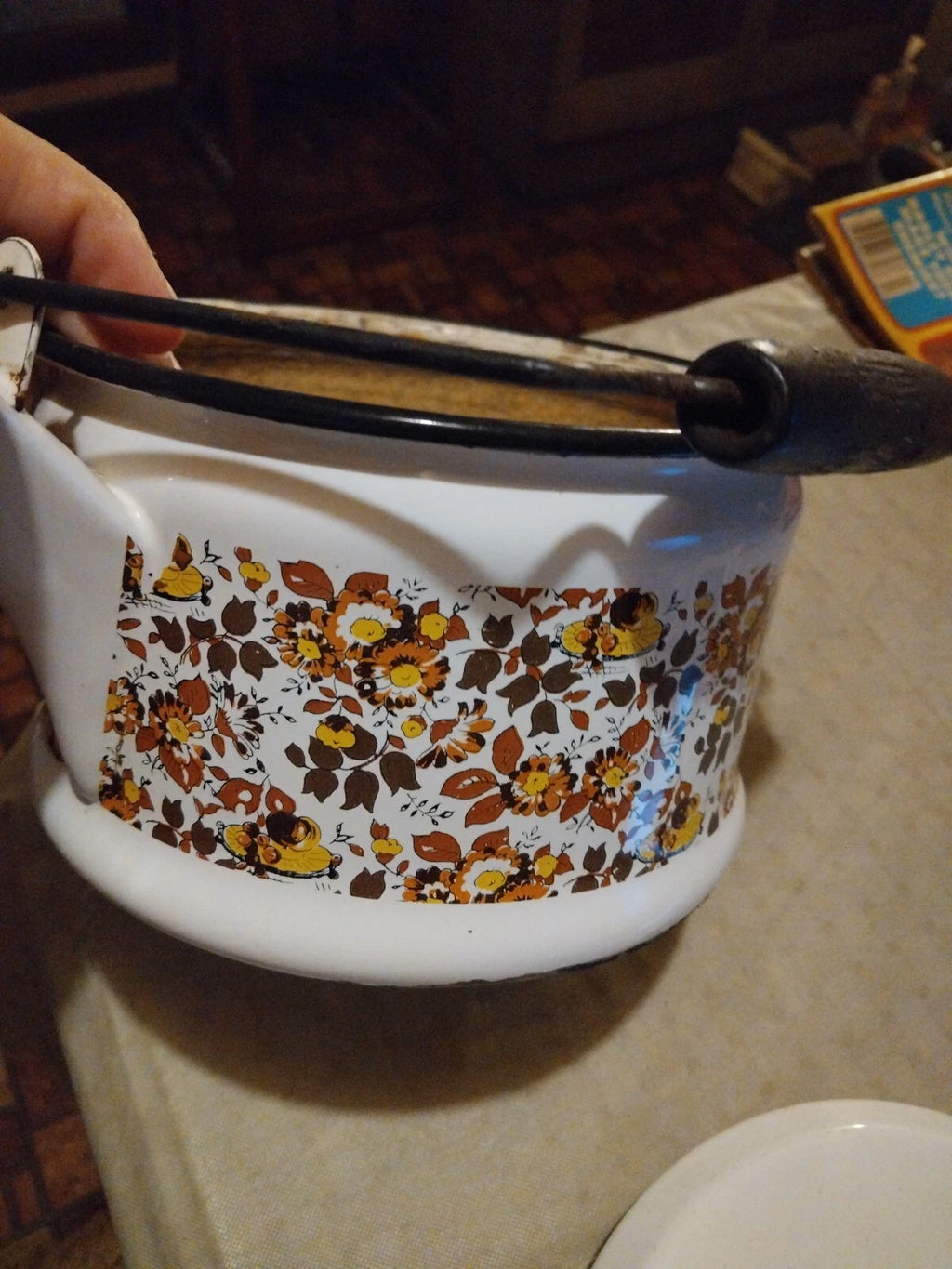 Vintage Enamel Kettle/Tea Pot Mid Century Modern Style