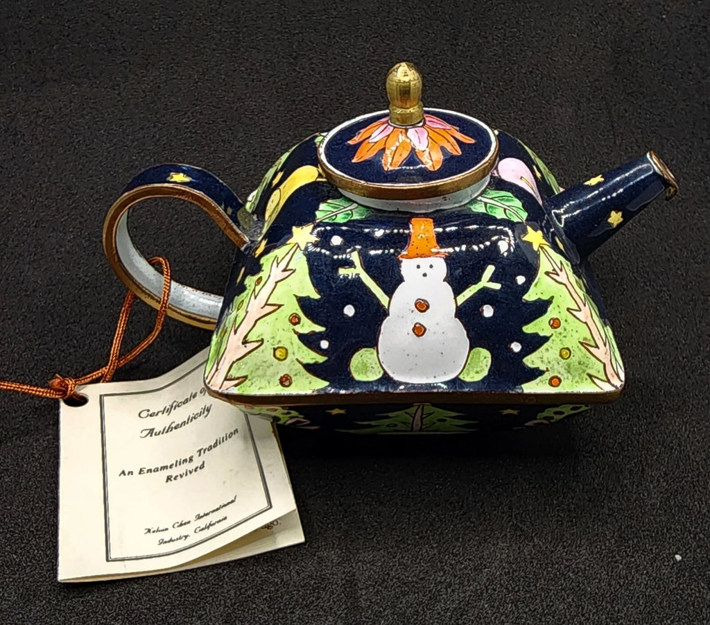 Rare Kelvin Chen Miniature Handpainted Enamel Teapot No 158 ~ 1999