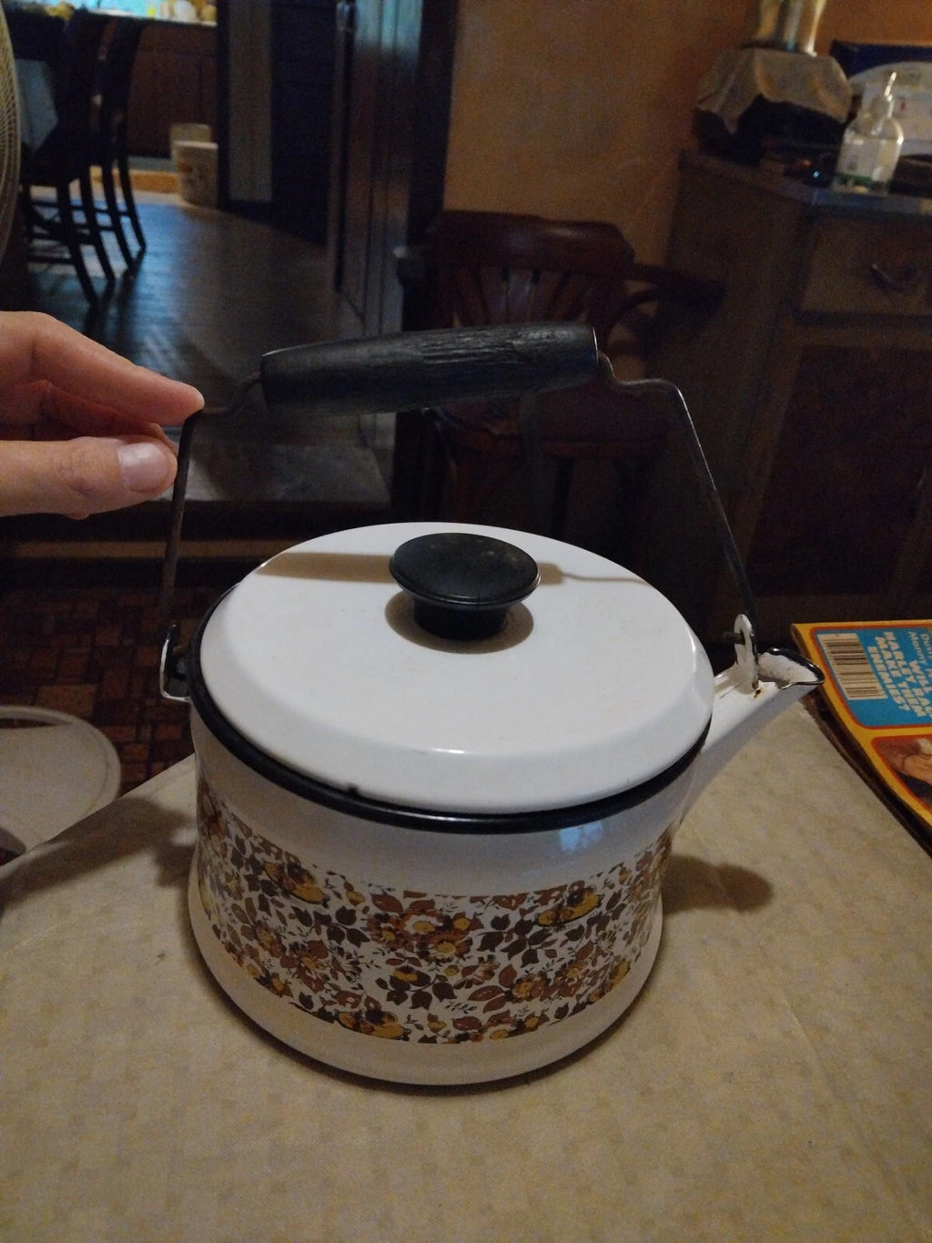 Vintage Enamel Kettle/Tea Pot Mid Century Modern Style