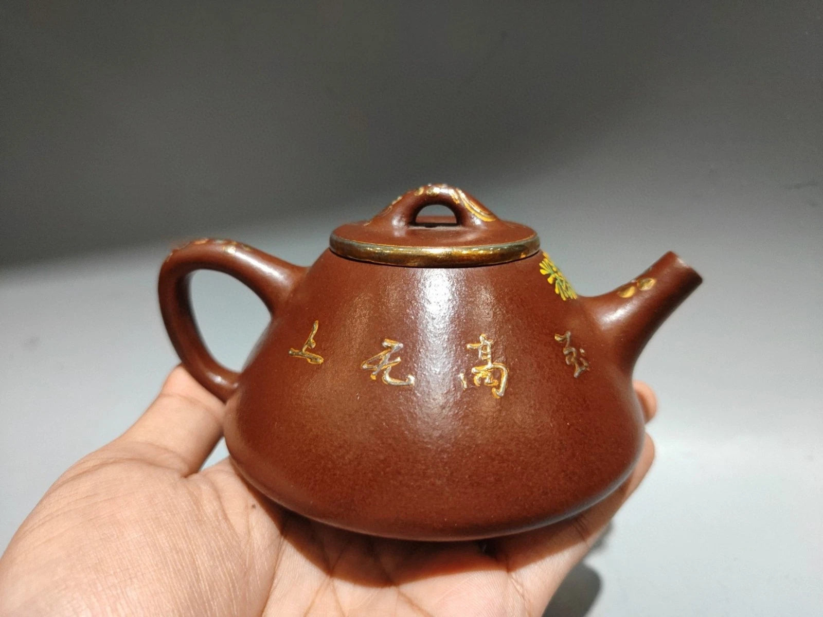 Yixing Zisha Pot Scholarly Aesthetic Kettle Ceramic Enameled Gilded Carved Tiger