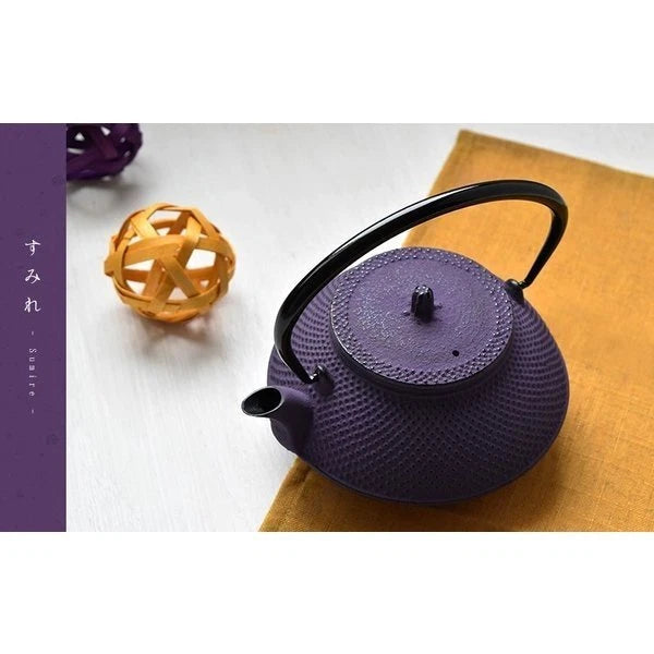 Nanbu Tetsuki Teapot, Round Arare 0.6L Tetsubin, Iron Kettle, GIft, Violet
