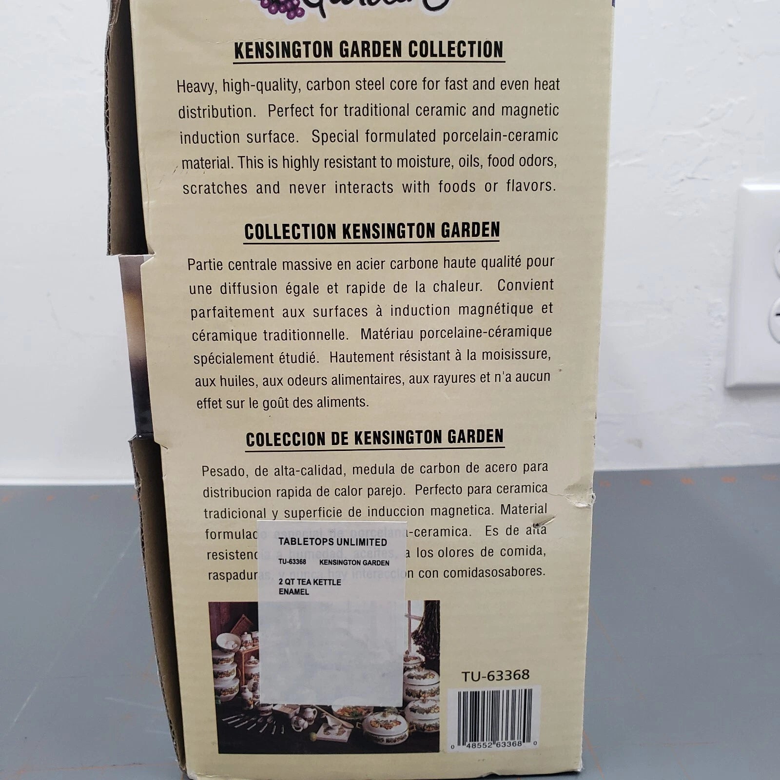 VTG Tabletops Unlimited Enamelware Kensington Garden 2 Qt Tea Kettle NIB