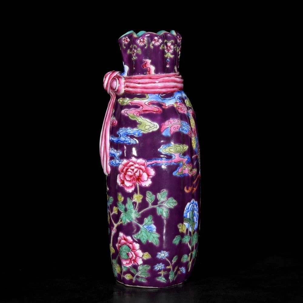 Qianlong Signed Old Chinese Colour Enamel Vase W/phoenix N3674