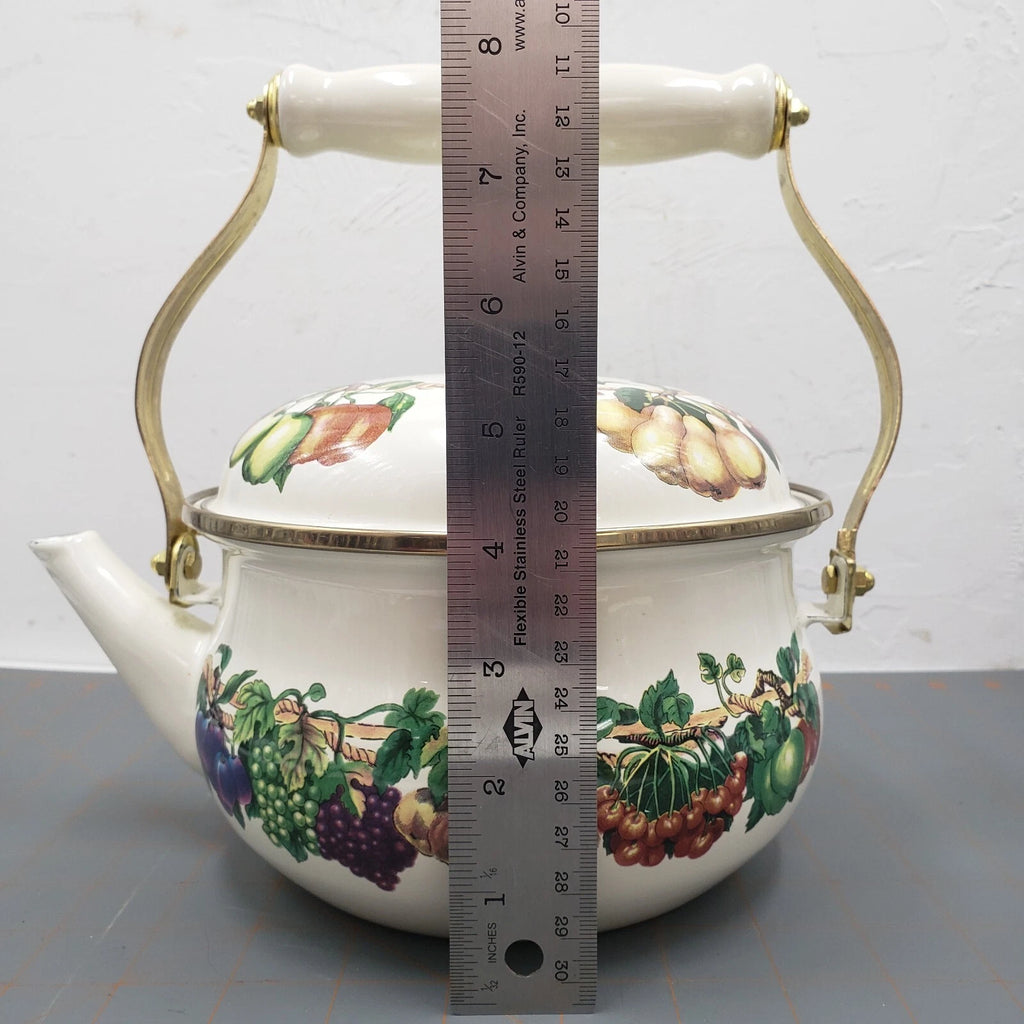 VTG Tabletops Unlimited Enamelware Kensington Garden 2 Qt Tea Kettle NIB