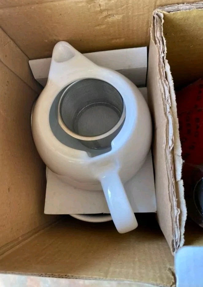 Copco Tea Essentials 3pc Set Tea Kettle Teapot Cup Vintage Red New Open Box