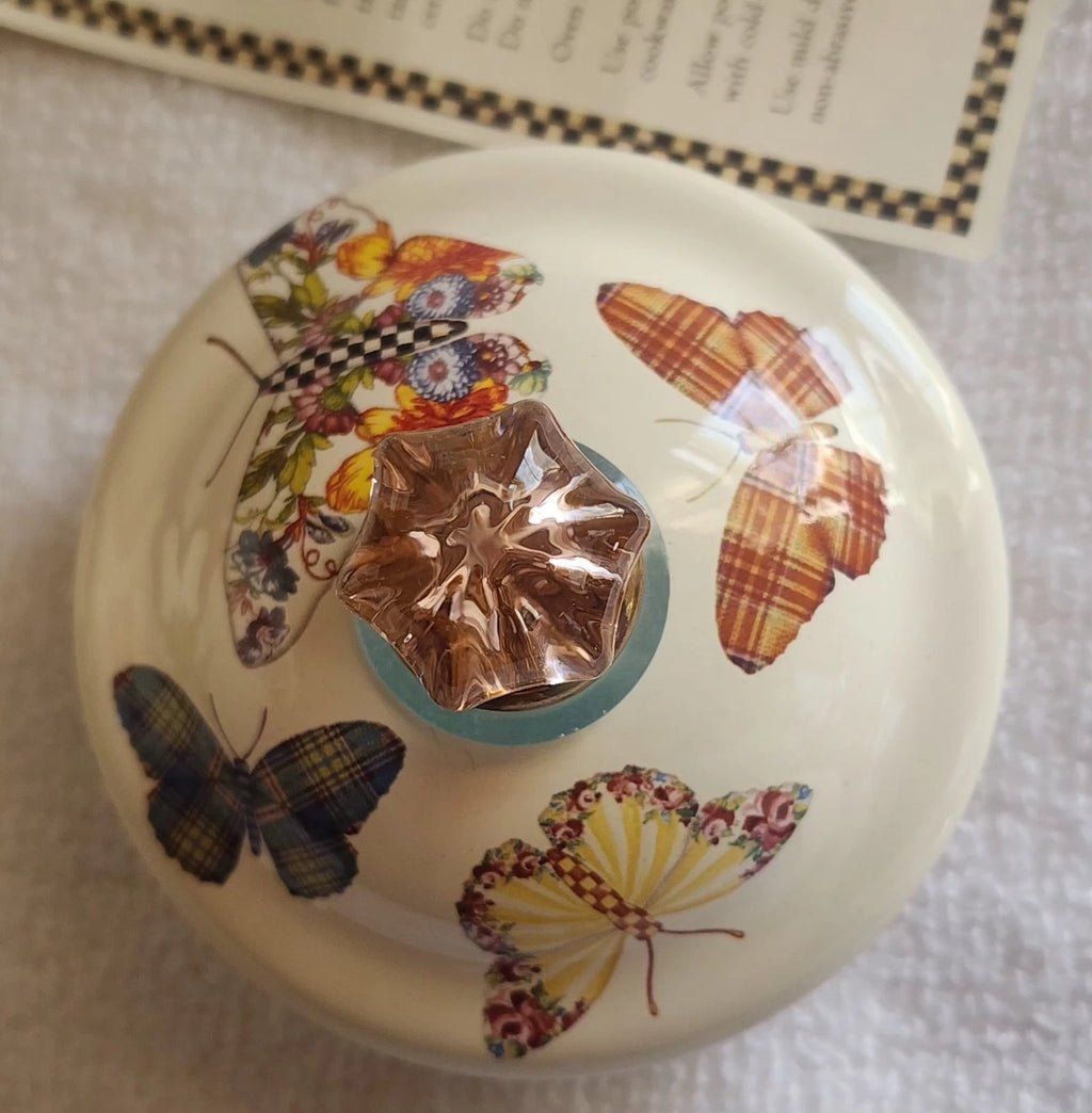 Retired - Mackenzie Childs White Butterfly Garden 4 Cup Teapot NWOT