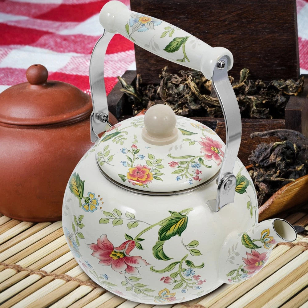 Thickened Enamel Boiling Kettle Alipis Tea Vintage Teapot W Strainer
