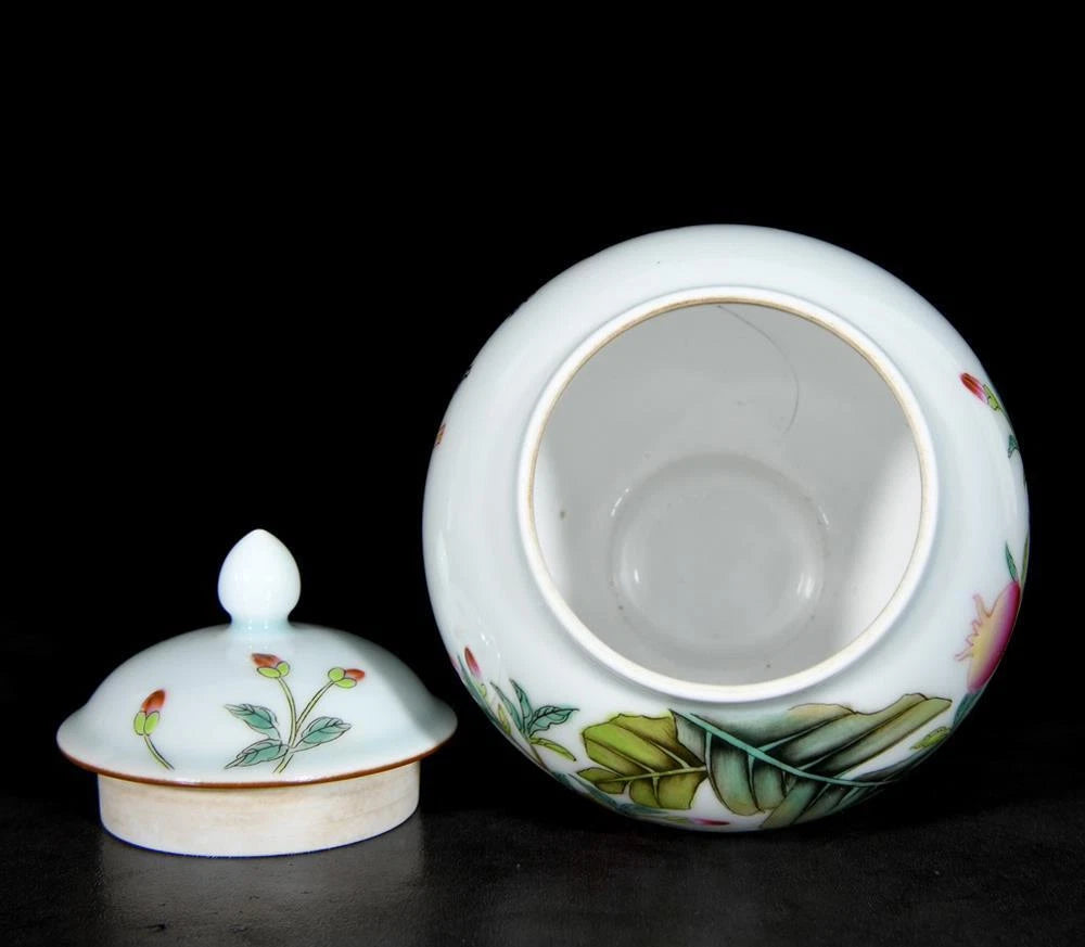 Yongzheng Signed Old Chinese Colour Enamel Lid Pot W/pomegranate N3488