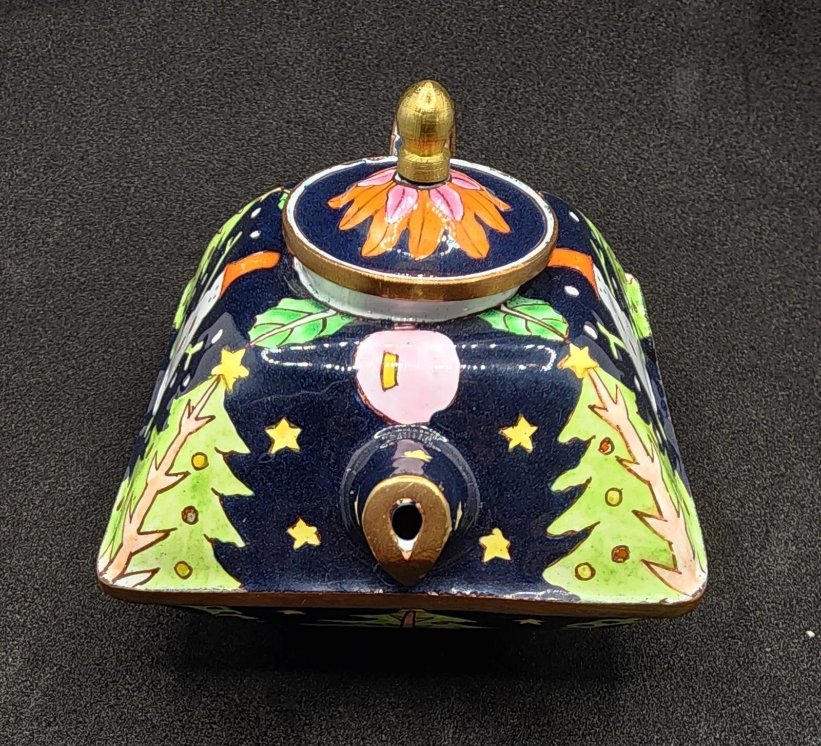 Rare Kelvin Chen Miniature Handpainted Enamel Teapot No 158 ~ 1999