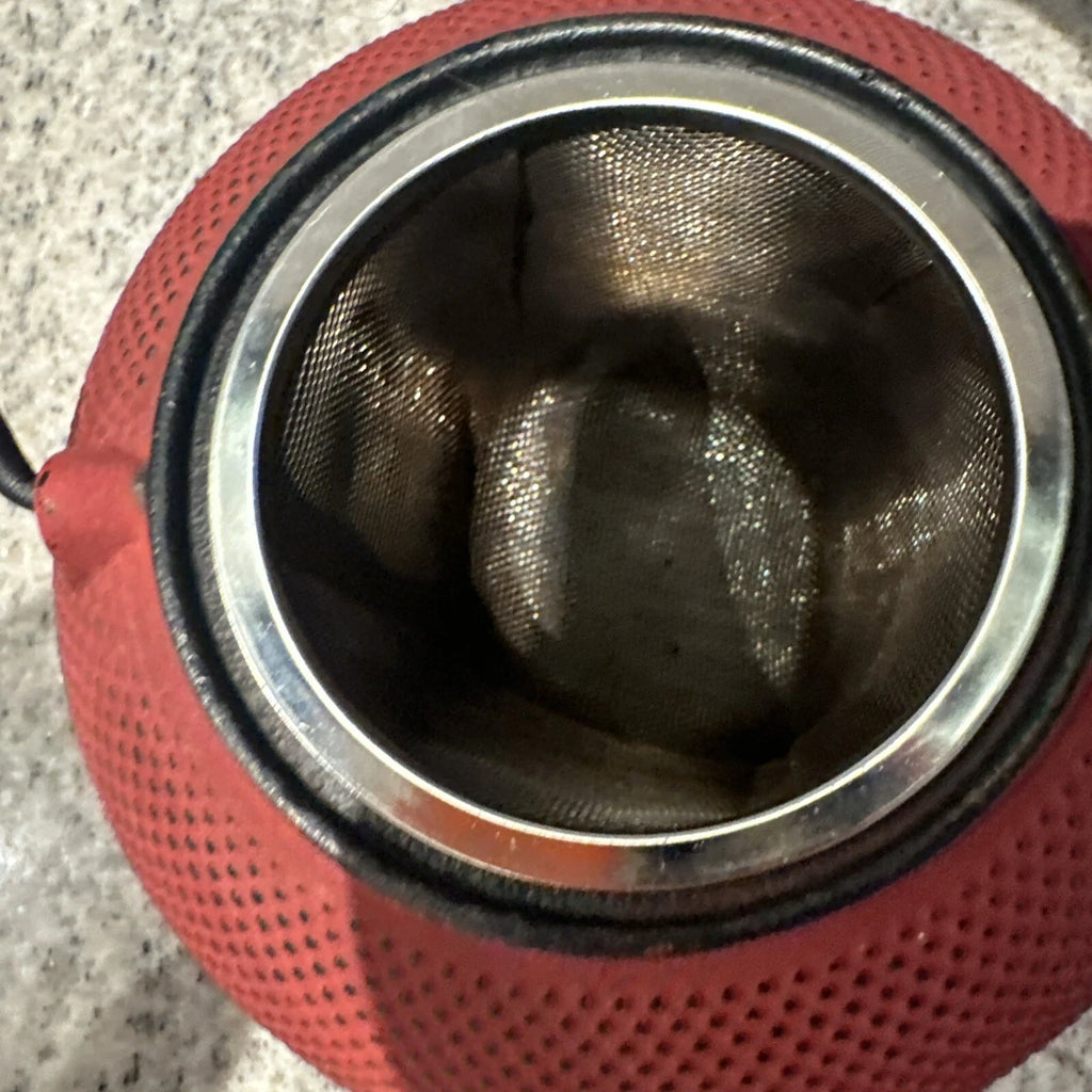 Japanese Tetsukyusu Cast Iron Teapot Hobnail Design-Red with Black Enamel 600+ml