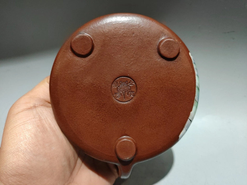 Yixing Zisha Pot Scholarly Aesthetic Kettle Ceramic Enameled Gilded Carved Tiger