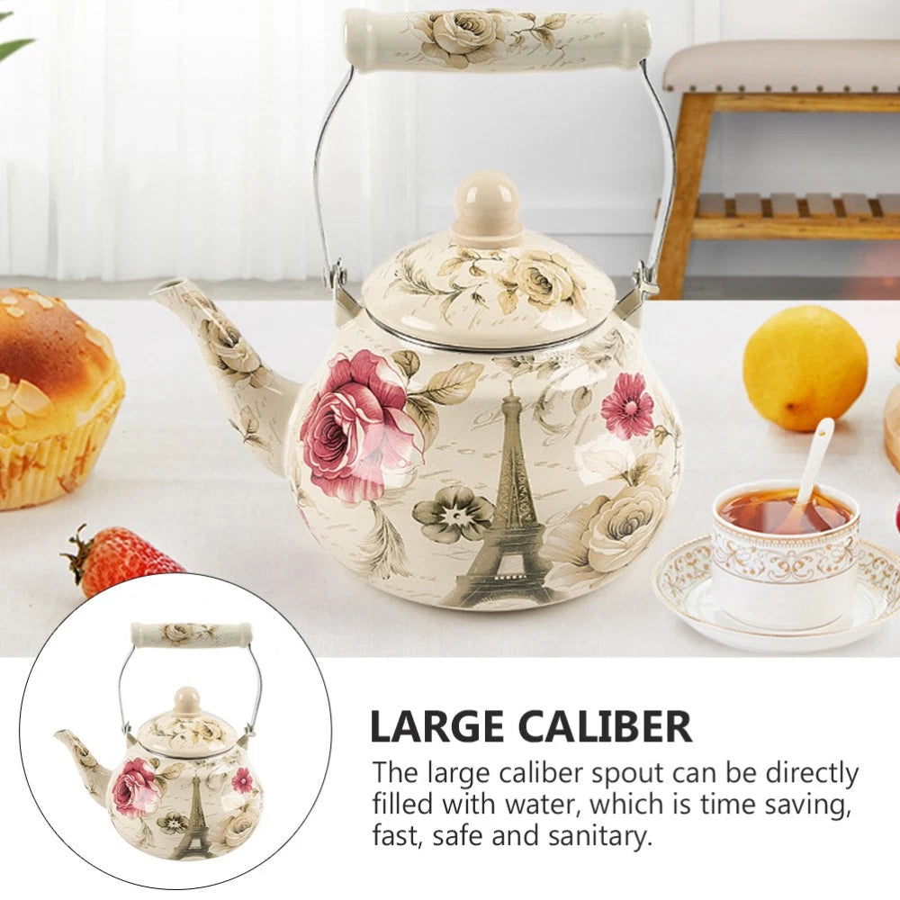 Pear Shaped Pot Travel Porcelain Enamel Tea Kettle Boiling Water