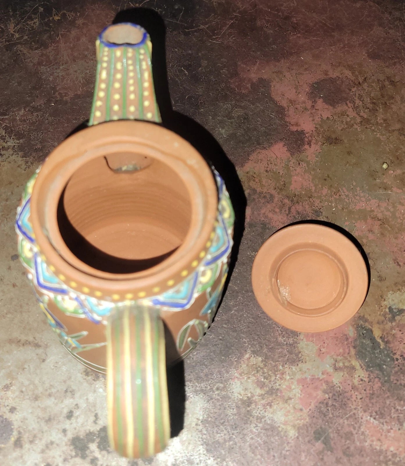 Vintage Chinese Enameled Moriage Decorated Yixing Teapot