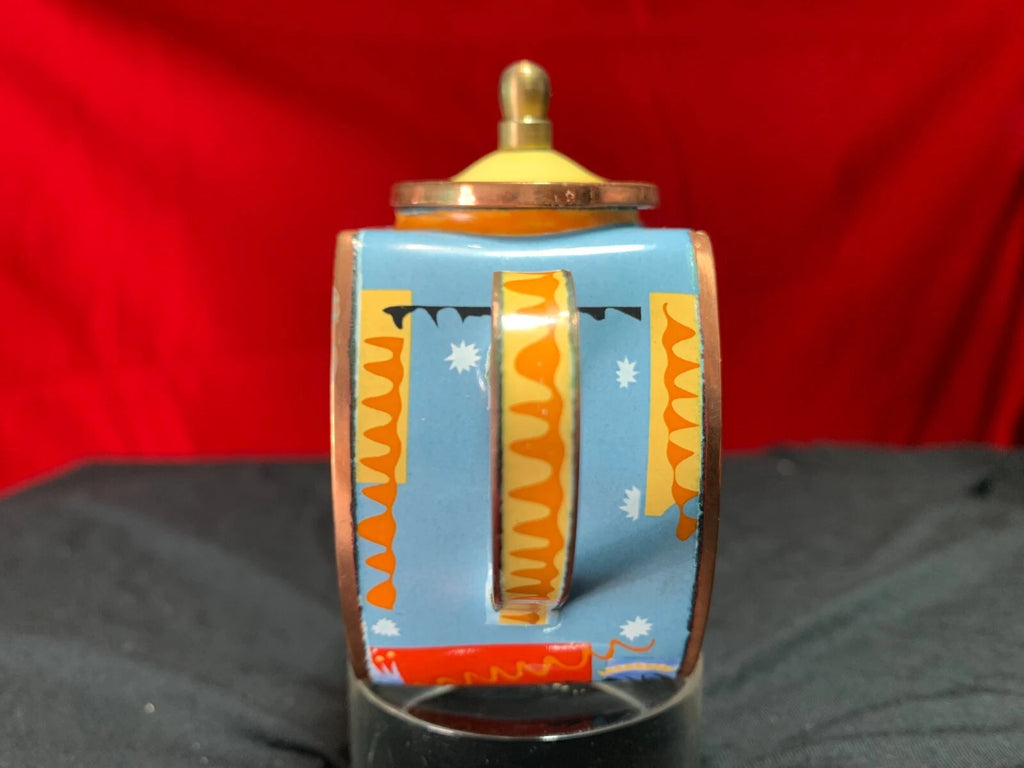 John Clementson Miniature Cello Funk Brass and Enamel Teapot