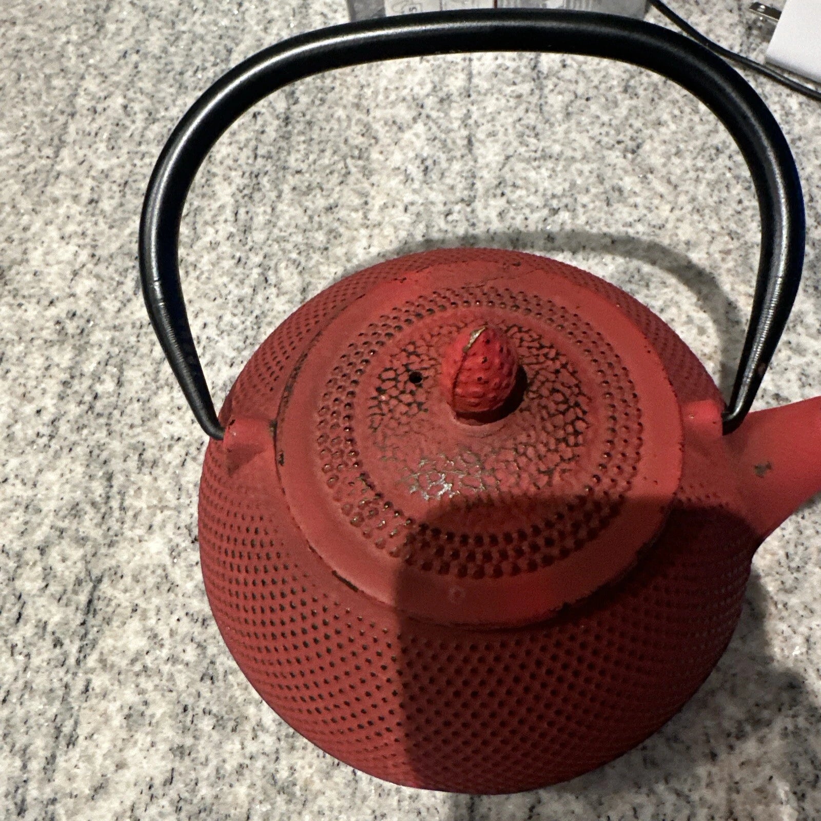 Japanese Tetsukyusu Cast Iron Teapot Hobnail Design-Red with Black Enamel 600+ml