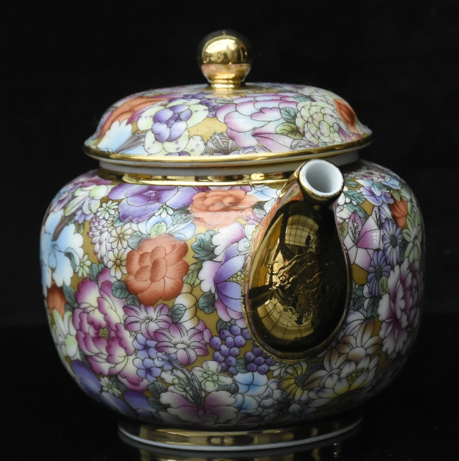 5.5'' Qianlong Enamel Colour Porcelain Gilt Flower Pattern Wine Tea Pot Flagon-