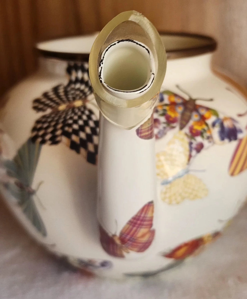 Retired - Mackenzie Childs White Butterfly Garden 4 Cup Teapot NWOT