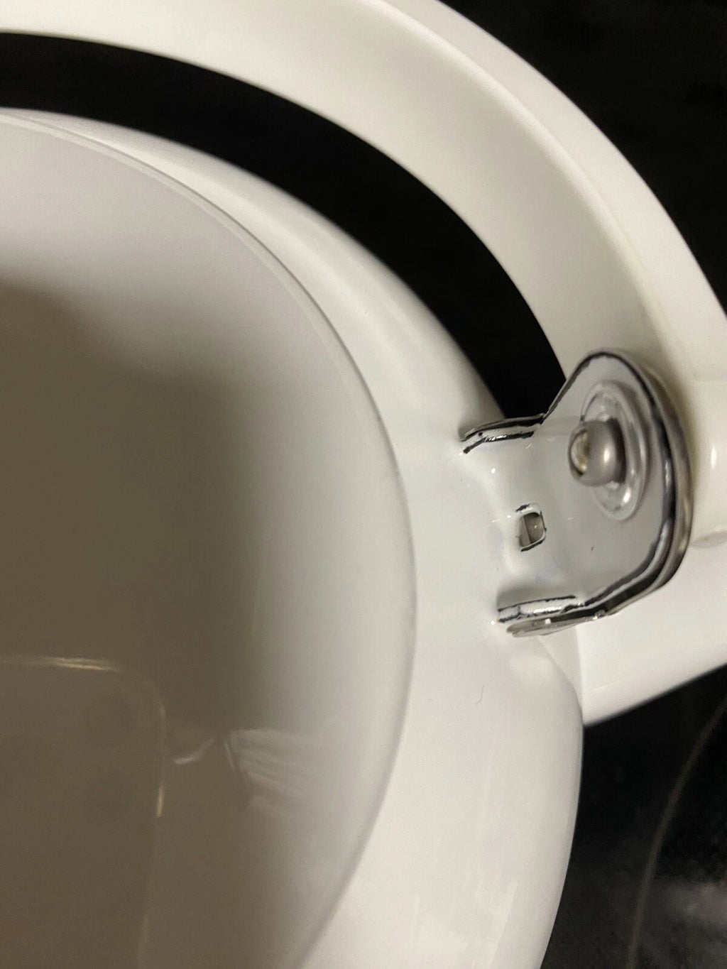 Vintage Enamel Lincoware Tea Pot Kettle White with Plastic Handle-Blue Flowers